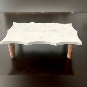 Natural marble and wood  footed cheese board